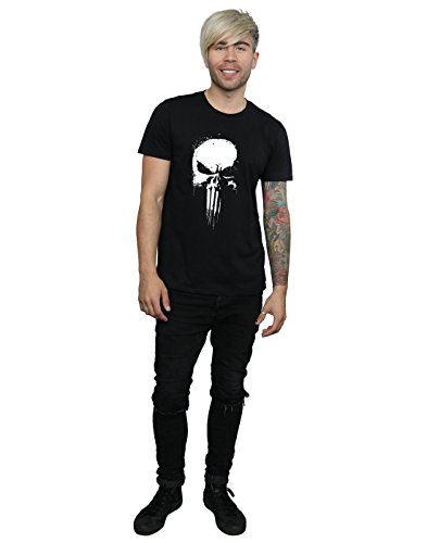 Marvel hombre Punisher Spray Skull Camiseta Large Negro