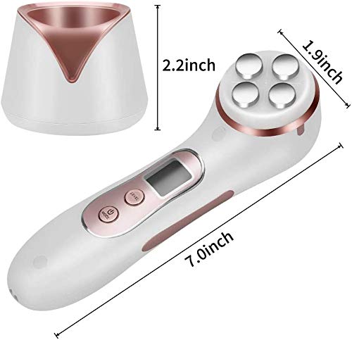 Masajeador Facial Radiofrecuencia, MANLI Aparato de Belleza Ultrasonido con 5 Modos de Terapia de Luz LED, EMS, Rejuvenecimiento, Antiacné, Limpieza Profunda