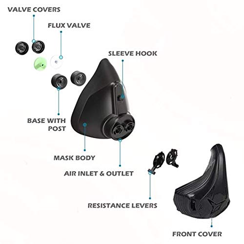 Máscara de entrenamiento Qise, deportiva, capacidad vital, correr, 48 niveles de resistencia respiratoria, máscara de fitness, resistencia de elevación, respiración, oxígeno para adultos