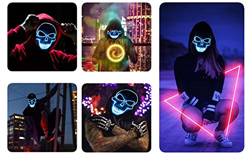 Máscara LED de Halloween, Máscara de luz, Máscara parpadeante Máscara colorida de Rave Los colores brillan para festivales / Halloween / Navidad / Noche de hogueras / Fiesta / Juegos / Regalo