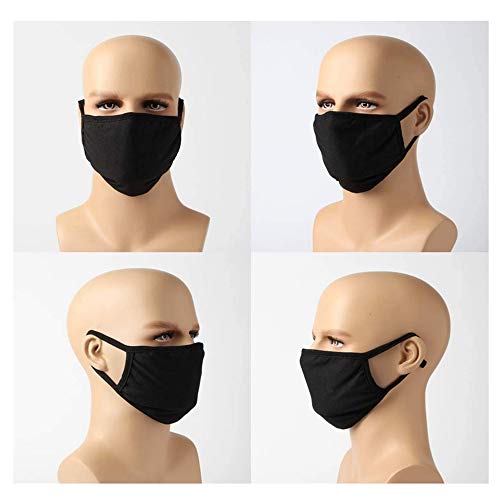 Mascarilla de algodon, 2 piezas algodón cara suave máscaras cómodas reutilizables (Negro)
