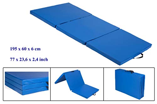 Materaco - Colchoneta de gimnasia, plegable, 195 x 60 x 6 cm