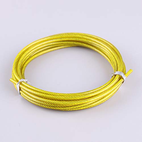 MatSailer - Cable de repuesto y pieza de repuesto, cuerda de saltar de 9,8 pies cables de acero para crossfit, fitness, salto, deportes, entrenamiento, boxeo, hombres, mujeres y niños, amarillo