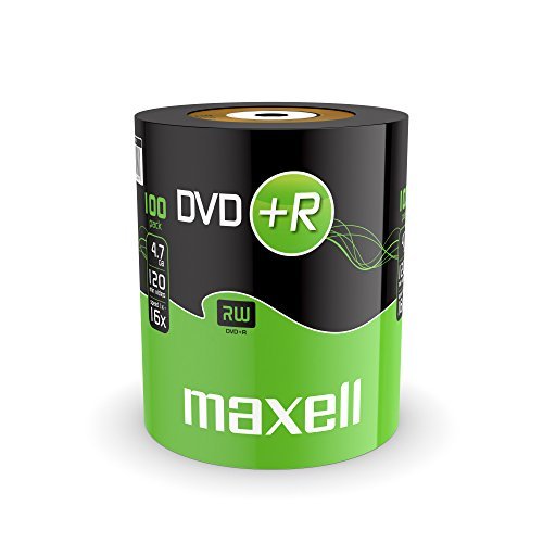 Maxell DVD+R - DVD+R vírgenes (4.7 GB, 120 Minutos, 100 Unidades)