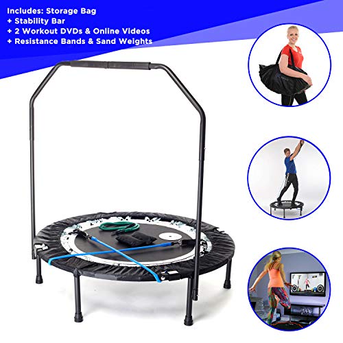 Maximus Pro Rebounder - Trampolin Fitness Plegable. Mini Cama Elástica. Trampolines Fitness para Adultos Peso máximo 140 kg