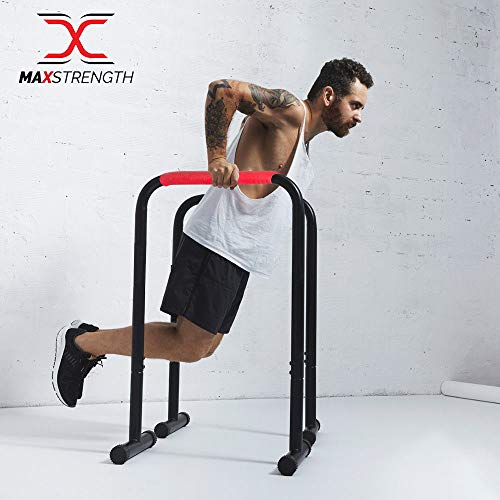 MAXSTRENGTH Barras de Fitness paralelas/paralletas/Soportes de inmersión para Gimnasia, Crossfit, calistenia, MMA, Entrenamiento de Peso Corporal