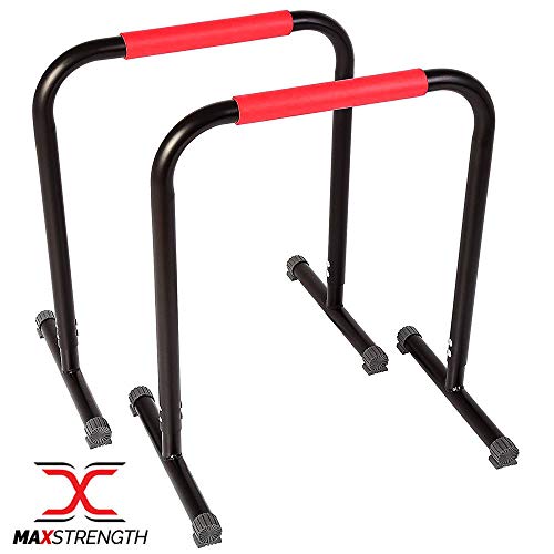 MAXSTRENGTH Barras de Fitness paralelas/paralletas/Soportes de inmersión para Gimnasia, Crossfit, calistenia, MMA, Entrenamiento de Peso Corporal