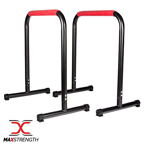 MAXSTRENGTH Barras de Fitness paralelas/paralletas/Soportes de inmersión para Gimnasia, Crossfit, calistenia, MMA, Entrenamiento de Peso Corporal