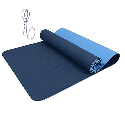 MAXYOGA MaxDirect Colchoneta para Yoga, Pilates, Gimnasia de Material Ecológico TPE. Esterilla Antideslizante Muy Ligera de Grosor de 6mm, tamaño 183cm x 61cm. Azul