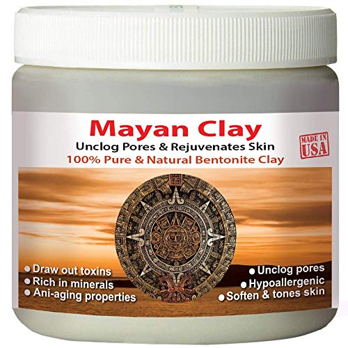 Mayan Pure Indian Healing Clay Powder, Deep Pore Skin Cleansing, Body and Hair Mask, Natural Calcium Bentonite Clay