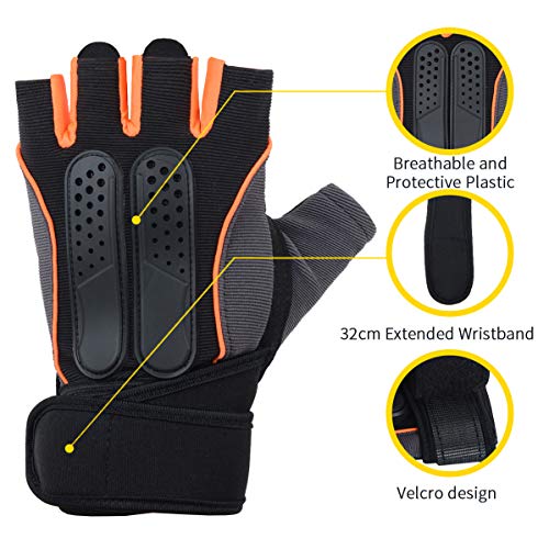 MaYee Power Guantes Gimnasia Hombre Mujer Transpirable Antideslizante Medio Dedo Respirable del Levantamiento de Pesas Gimnasio Entrenamiento