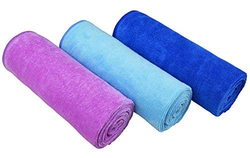 MAYOUTH Toallas de microfibra para gimnasio, deportes, secado rápido y absorbente, para gimnasio, fitness, yoga, camping, 3 unidades, 40 cm x 80 cm, Dark Blue+ Light Blue+Purple 3-pack, 40cm X 80cm