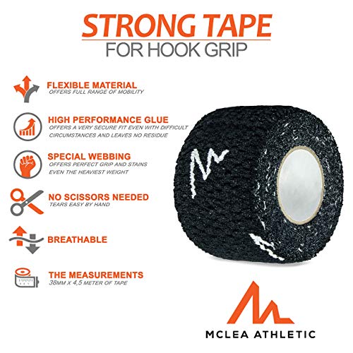 McLea Athletic - Juego de 3 cintas de agarre para levantamiento de peso, Crossfit, Power Lifting, Strongtape/Tape para protección de pulgar y dedo, pesas olímpicas, Crossfit Tape