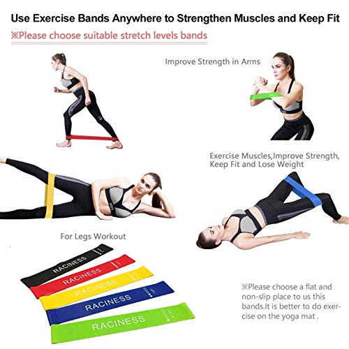 McNory Bandas Elasticas Fitness, Cintas Elasticas Fitness Látex Natural con 5 Niveles Ejercicios en Piernas,Glúteos y Brazos,5 Bandas Resistencia para Yoga,Pilates,Crossfit,Estiramientos,Fuerza