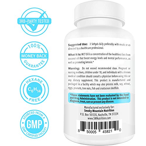 MCT Oil Softgels - 300 Coconut Oil Capsules - Keto Diet Supplement for Weight Loss- Caprylic Acid (C8) & Capric Acid (C10) Medium-Chain Triglycerides - Octane for Brain for Women For Men in Ketosis