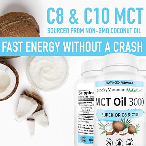 MCT Oil Softgels - 300 Coconut Oil Capsules - Keto Diet Supplement for Weight Loss- Caprylic Acid (C8) & Capric Acid (C10) Medium-Chain Triglycerides - Octane for Brain for Women For Men in Ketosis