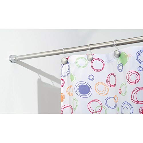 mDesign Barra para Cortinas de baño sin Taladro – Barra para Ducha Extensible con tecnología Constant Tension – Soporte de Cortina de baño con fácil Montaje – Medidas: 109-190,5 cm – Acero