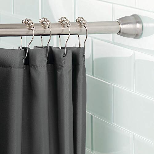 mDesign Barra para Cortinas de baño sin Taladro – Barra para Ducha Extensible con tecnología Constant Tension – Soporte de Cortina de baño con fácil Montaje – Medidas: 109-190,5 cm – Acero