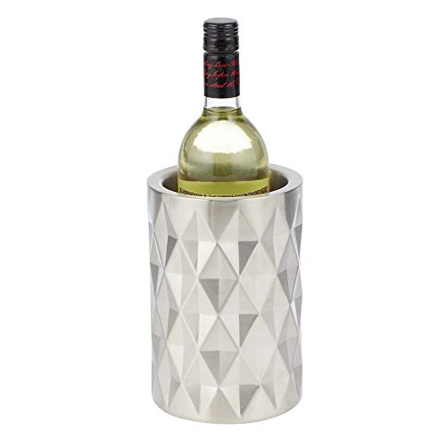 mDesign Enfriador de Botellas Moderno – Elegante champanera de Metal Pulido Mate – Singular Cubo Enfriador para vinos Que también se Puede Utilizar como jarrón – Plateado