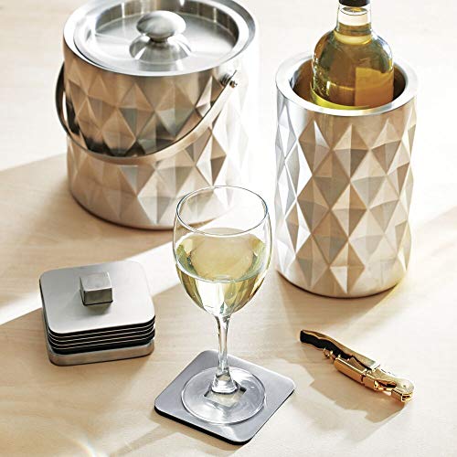 mDesign Enfriador de Botellas Moderno – Elegante champanera de Metal Pulido Mate – Singular Cubo Enfriador para vinos Que también se Puede Utilizar como jarrón – Plateado