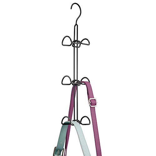 mDesign Juego de 2 colgadores de Ropa Multiusos – Perchas Ahorra Espacio con Ganchos Dobles para la Barra del Armario – Organizador de Bolsos, Chaquetas, pañuelos y Mochilas – Negro