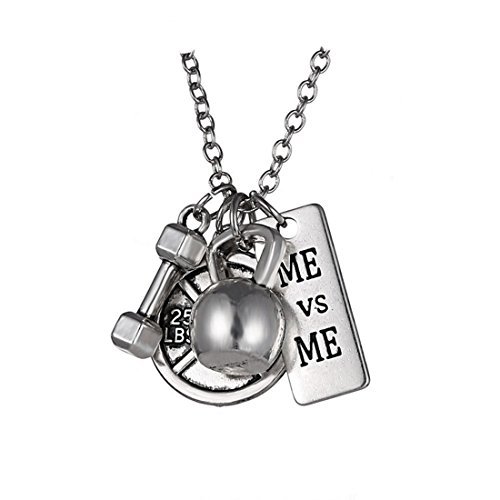 Me vs Me collar de fitness – Pesas rusas gimnasio Dumbbell encanto Crossfit Jewelry Lift