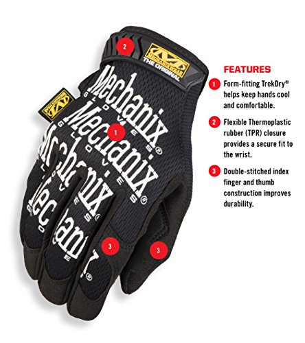 Mechanix Wear - Guantes Originales (Medio, Negro)