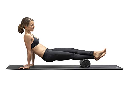 Medisana PowerRoll Rollo de fascia para columna vertebral, espalda, piernas, para ejercicios de fascia con plan de entrenamiento, tensión, yoga con función de vibración, 8 intensidades