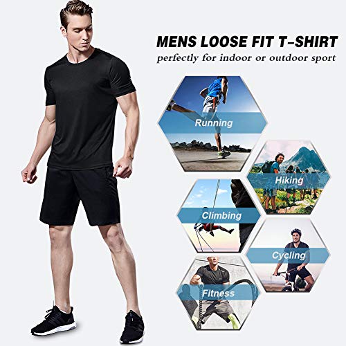 MeetHoo Men’s Sports T-Shirt,Running Top Short Sleeve Shirt Light Breathable tee For Fitness Gym Workout