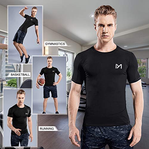 MEETYOO Camiseta Compresion Hombre, Manga Corta Camisetas Ropa Deportiva para Running Gym Ciclismo