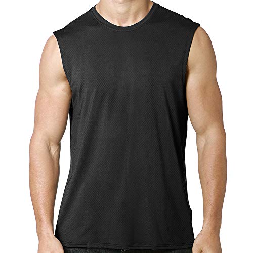 MEETYOO Camisetas Ttirantes Hombre, Camisetas sin Mangas Running Tank Top Gym para Fitness Deportes (Negro, XL)