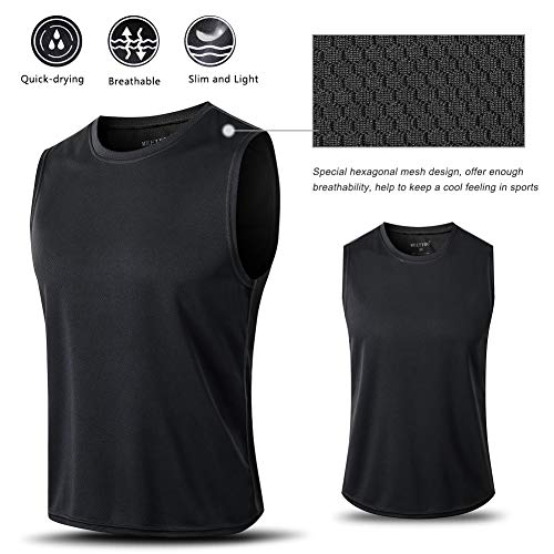 MEETYOO Camisetas Ttirantes Hombre, Camisetas sin Mangas Running Tank Top Gym para Fitness Deportes (Negro, XL)