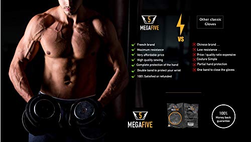 MEGAFIVE – Guantes Crossfit para Gimnasio Entrenamiento, la musculación, Fitness, Barra de tracción, Protege el muñecas para Hombre y Mujer (L)