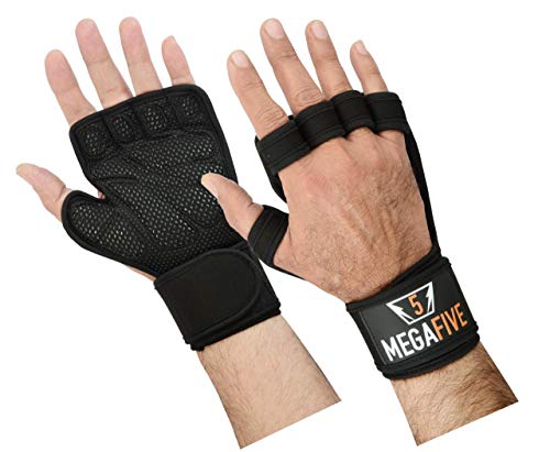 MEGAFIVE – Guantes Crossfit para Gimnasio Entrenamiento, la musculación, Fitness, Barra de tracción, Protege el muñecas para Hombre y Mujer (L)