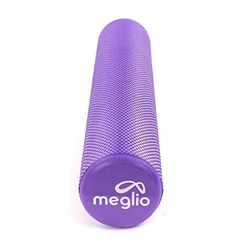 MEGLIO Rodillo de Masaje de Alta Densidad (90cm). Ideal para Masajes y Liberación Miofascial Fitness, Yoga, Pilates. Color Púrpura con guía de Ejercicio Gratis