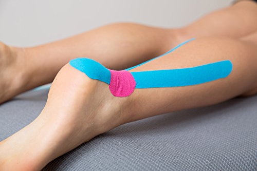 MEGLIO Tape de kinesiología, Vendaje Neuromuscular Precortado, para Lesiones E Inflamación Muscular. Vendas Sin Látex, Resistente al Agua, (Azul)