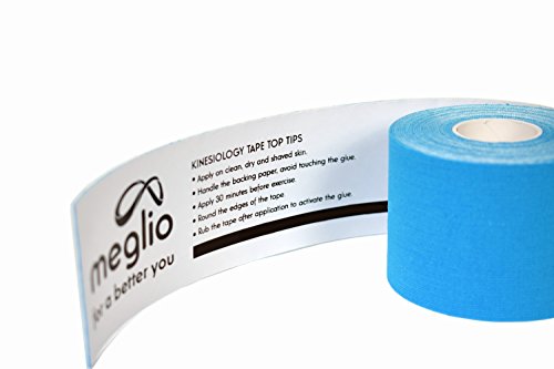 MEGLIO Tape de kinesiología, Vendaje Neuromuscular Precortado, para Lesiones E Inflamación Muscular. Vendas Sin Látex, Resistente al Agua, (Azul)