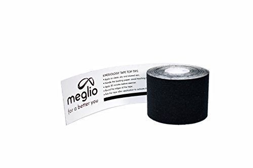 MEGLIO Tape de kinesiología, Vendaje Neuromuscular Precortado, para Lesiones E Inflamación Muscular. Vendas Sin Látex, Resistente al Agua, (Black)