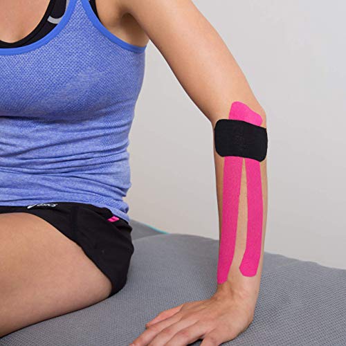 MEGLIO Tape de kinesiología (Vendaje neuromuscular) sin Cortar para Lesiones o inflamación Muscular. Vendas de algodón (31,5m x 5cm sin látex), Resistente al Agua. Rollo Azul (31,5m) (Negro)