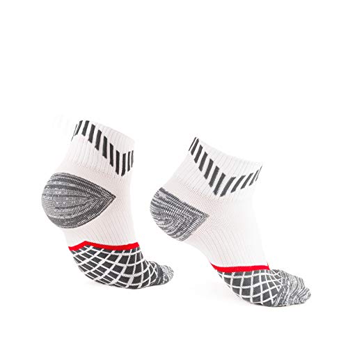 MELIFLUOS DESIGNED SPAIN Medias Calcetines Compresoras para Deportes Atletas Correr Gimnasio Baloncesto (Calcetines Blanco Gris, M/L)