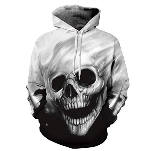 Memoryee Cabeza de Calavera Sudadera con Capucha Unisex Colorida HD 3D Impresa Manga Larga Navidad con Capucha Estampada Camisetas para Puentes Estilo 6 2XL/3XL