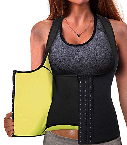 Memoryee Cinturón de Entrenamiento de Neopreno para Mujer Corsé Chaleco de Sudor Pérdida de Peso Cuerpo Ajustable Shaper Workout Tank Tops/Negro/L