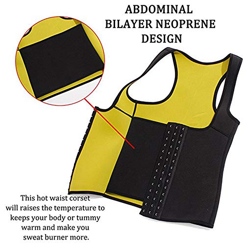 Memoryee Cinturón de Entrenamiento de Neopreno para Mujer Corsé Chaleco de Sudor Pérdida de Peso Cuerpo Ajustable Shaper Workout Tank Tops/Negro/L