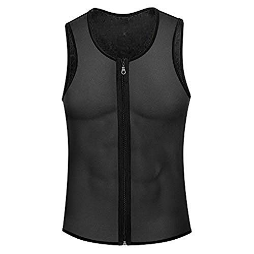 Memoryee Sauna para Hombre Sudor con Cremallera Chaleco para Perder Peso CORS¨¦ de Neopreno Caliente Entrenador en la Cintura Camisa para Adelgazar Entrenamiento/Gris/M