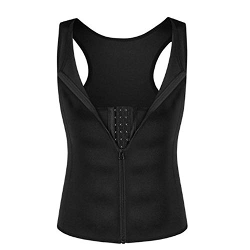 Memoryee Sauna para Hombre Sudor con Cremallera Chaleco para Perder Peso Corsé de Neopreno Caliente Entrenador en la Cintura Camisa para Adelgazar Entrenamiento/Doble Cremallera-Negro/M