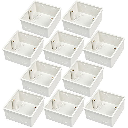 MENGS Paquete de 10 Cajas de empotrar para paredes Vaciar la caja de pared estándar de la caja trasera material termoestable resistente - Medidas 77x35mm