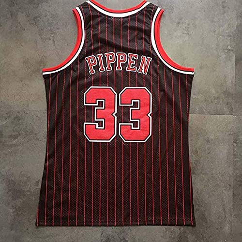 Mens Bulls Scottie Pippen # 33 Chicago Bulls 1995-1996 alero rojo raya Jersey, baloncesto retro Gimnasio bordado sin mangas del chaleco de Deportes Top, Entrenar suelta malla transpirable,Rojo,XL