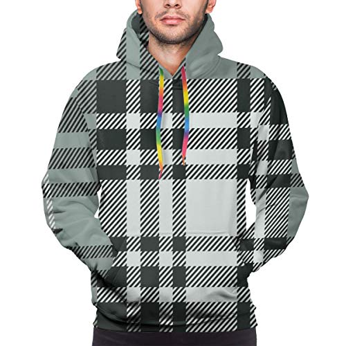 Men's Hoodies Sweatershirt,Old Fashioned Plaid Tartan In Dark Colors Classic English Tile Symmetrical,XL