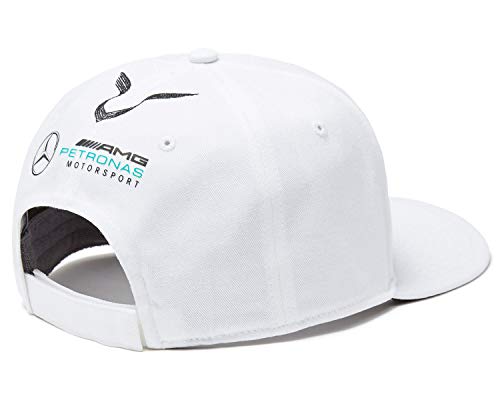Mercedes AMG F1 Team Driver Puma Hamilton Flat Peak Gorra Blanco Oficial 2018