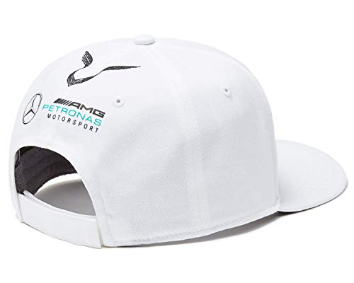 Mercedes AMG F1 Team Driver Puma Hamilton Flat Peak Gorra Blanco Oficial 2018